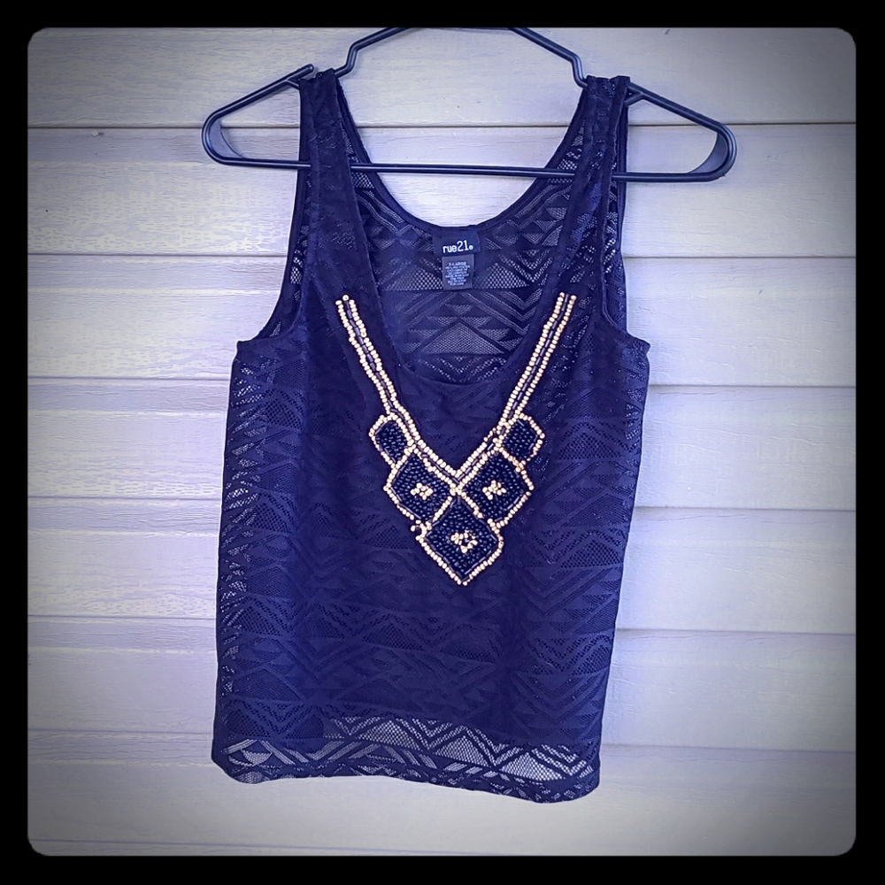 Lace Beaded Crop Top